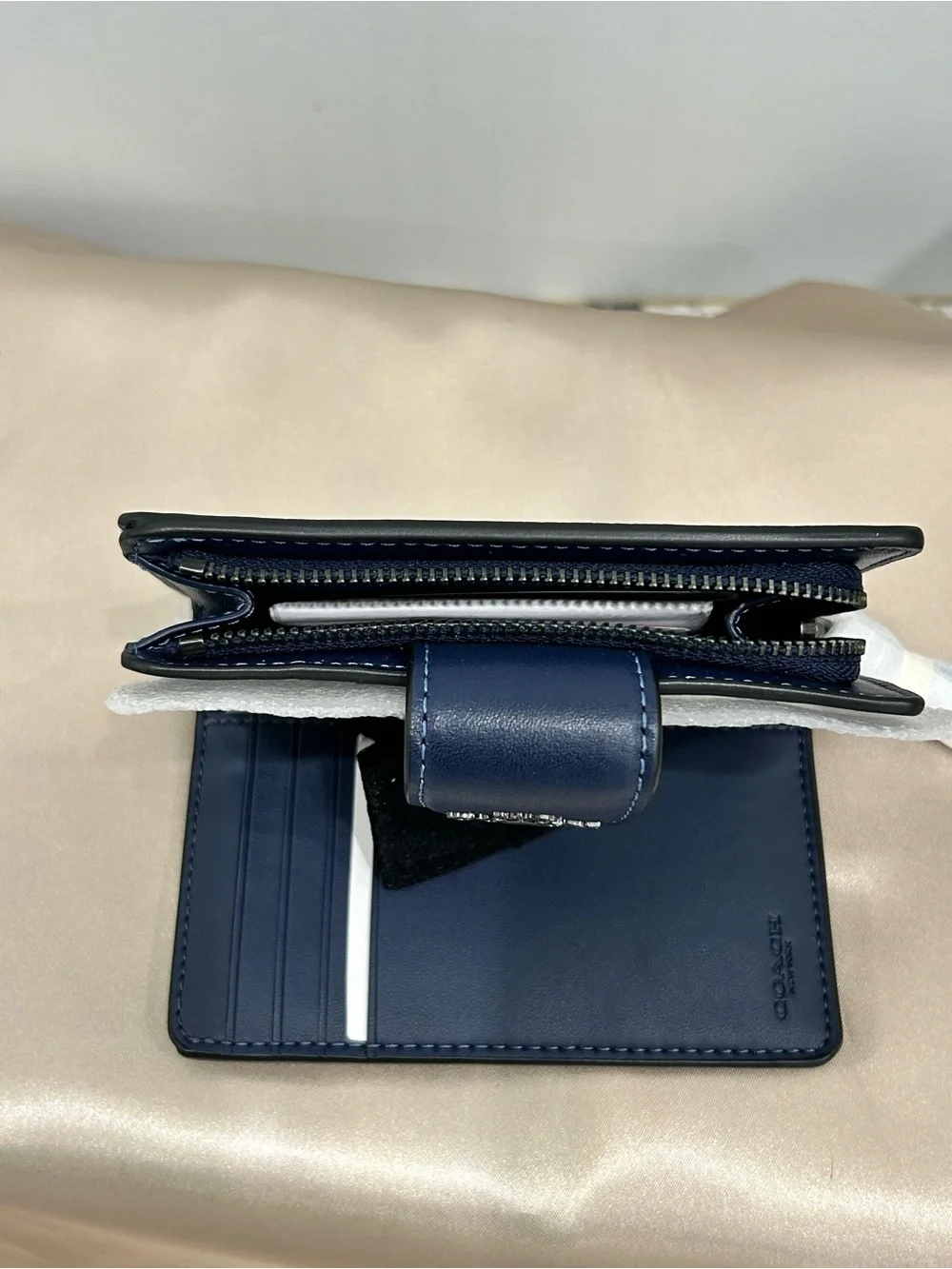 Cloach Navy Blue Women's Bi-Fold Wallet with Carriage Logo